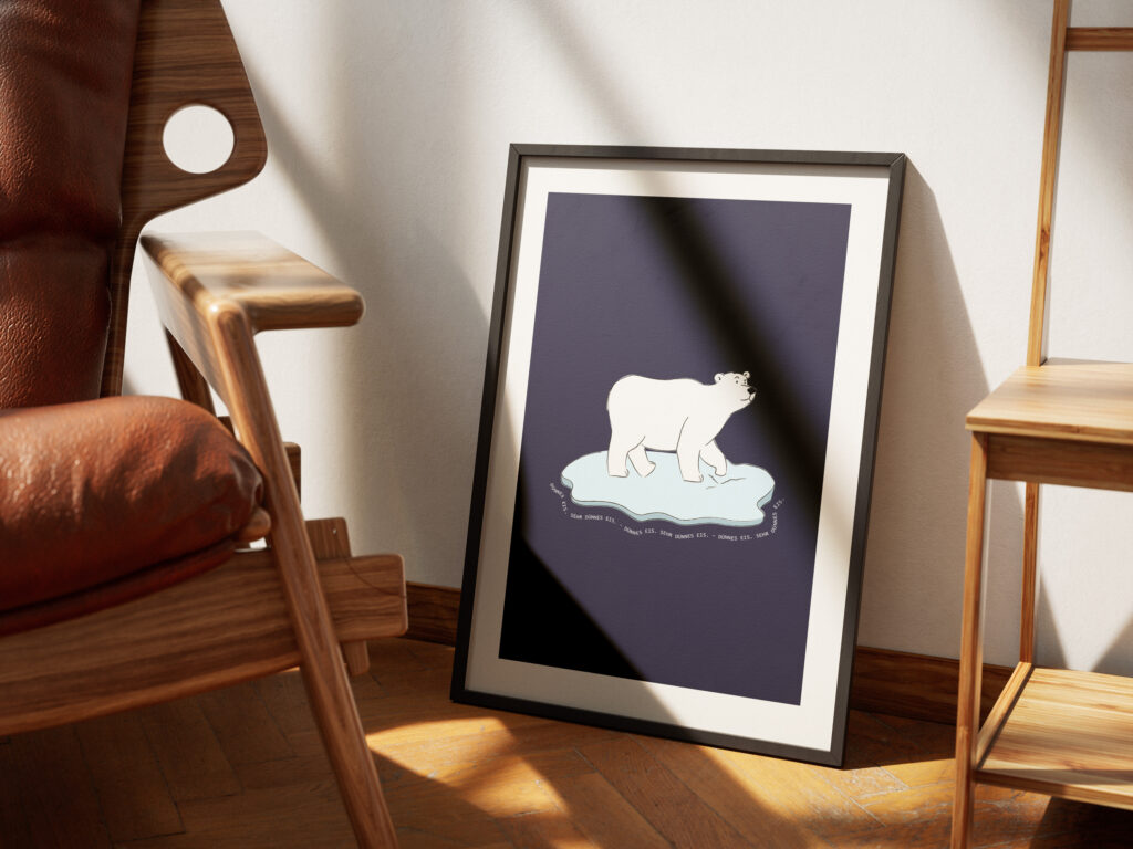 Angelehntes gerahmtes Poster mit Eisbär Grafik