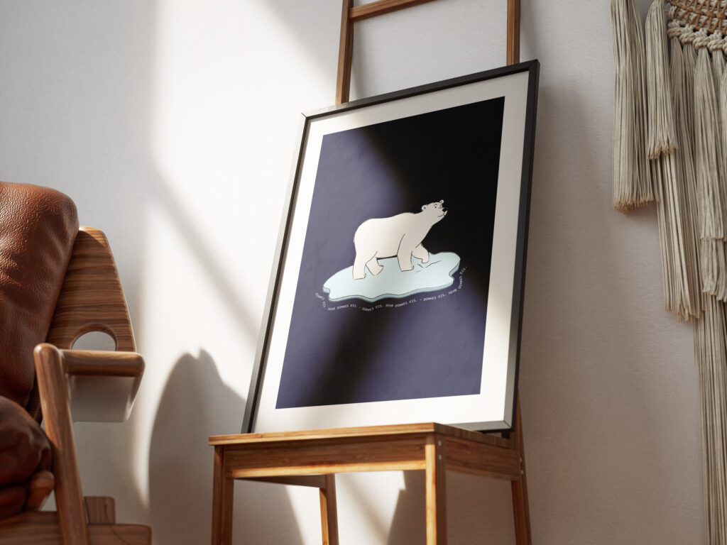 Angelehntes gerahmtes Poster mit Eisbär Grafik