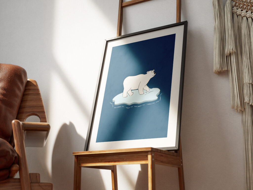 Angelehntes gerahmtes Poster mit Eisbär Grafik
