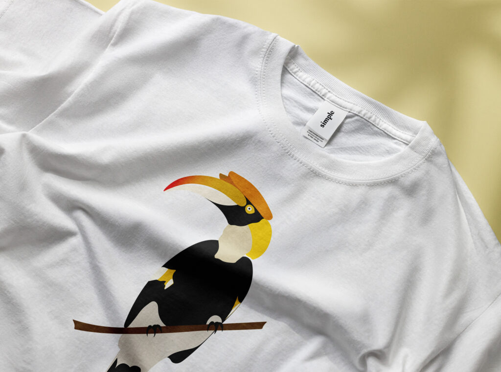 T-Shirt mit Aufdruck eines Great Hornbills